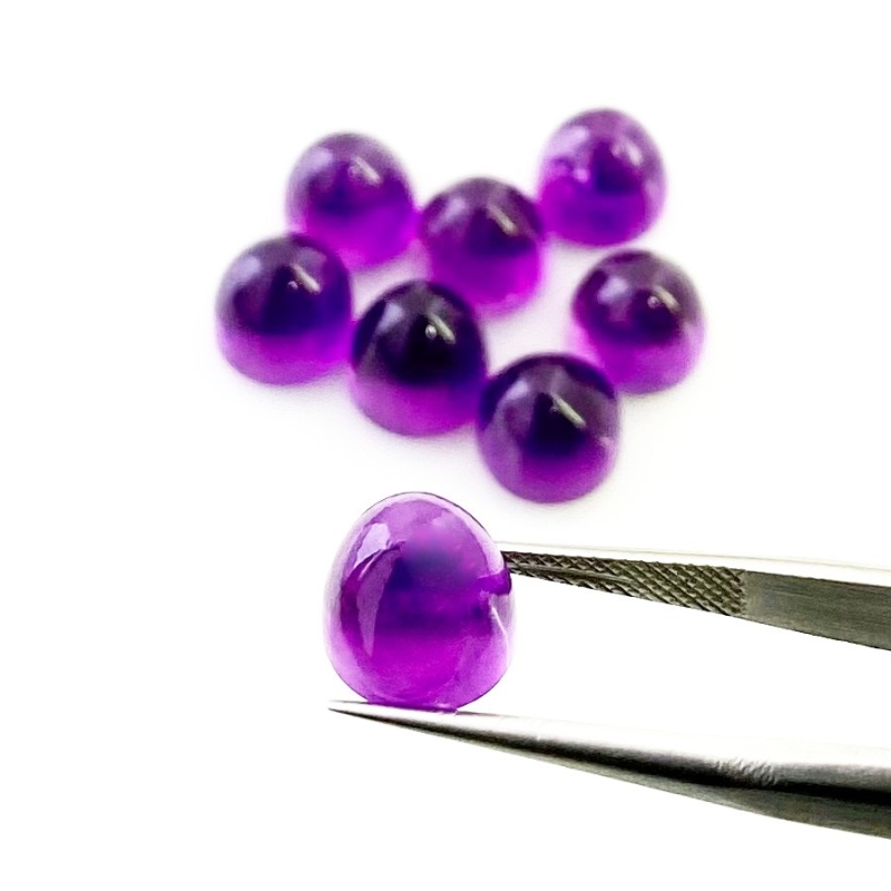 27.80 Carat African Amethyst 8mm Smooth Bullet Shape AA Grade Cabochons Parcel - Total 8 Pcs.