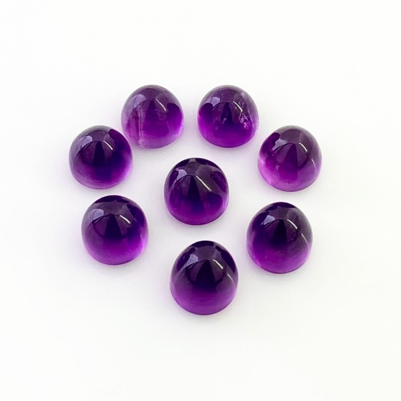 27.80 Carat African Amethyst 8mm Smooth Bullet Shape AA Grade Cabochons Parcel - Total 8 Pcs.