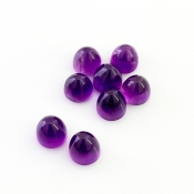 27.80 Carat African Amethyst 8mm Smooth Bullet Shape AA Grade Cabochons Parcel - Total 8 Pcs.