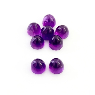 27.80 Carat African Amethyst 8mm Smooth Bullet Shape AA Grade Cabochons Parcel - Total 8 Pcs.