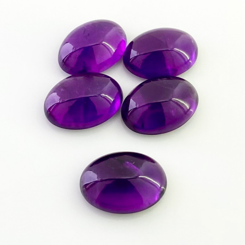 56.55 Carat African Amethyst 18x13mm Smooth Oval Shape A Grade Cabochons Parcel - Total 5 Pcs.
