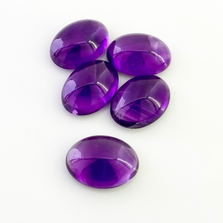 54.15 Carat African Amethyst 18x13mm Smooth Oval Shape A Grade Cabochons Parcel - Total 5 Pcs.