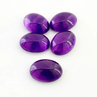 African Amethyst Smooth Oval Shape A Grade Cabochon Parcel - 18x13mm - 5 Pc. - 56.50 Carat