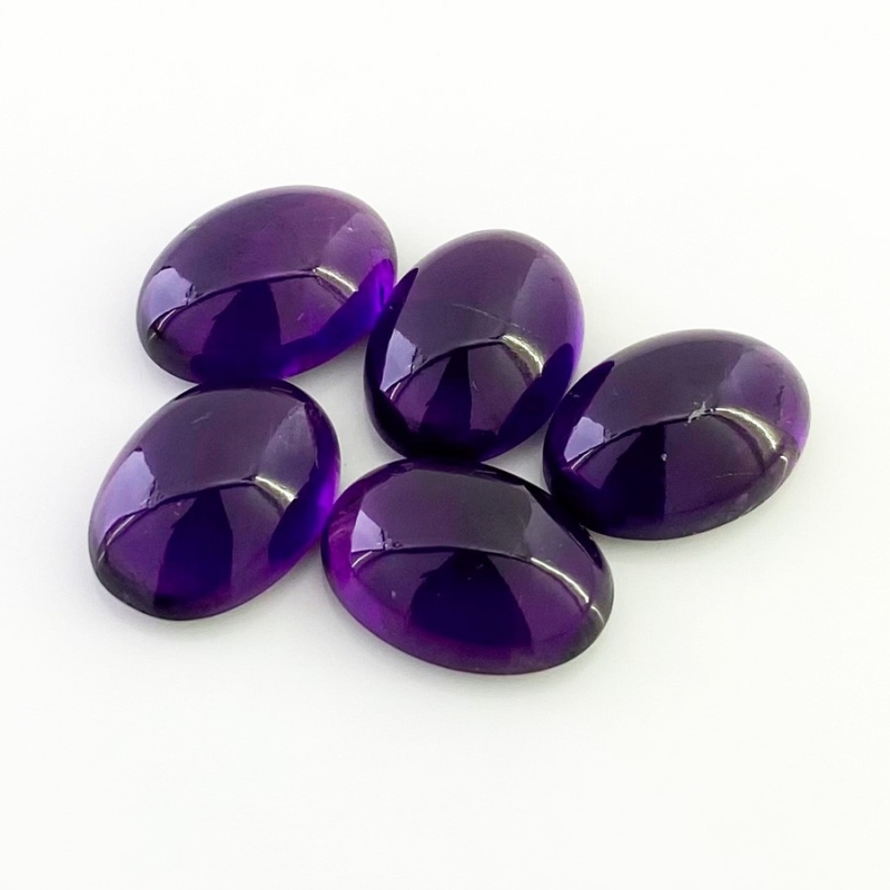 56.20 Carat African Amethyst 18x13mm Smooth Oval Shape A Grade Cabochons Parcel - Total 5 Pcs.