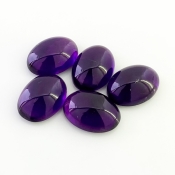 56.20 Carat African Amethyst 18x13mm Smooth Oval Shape A Grade Cabochons Parcel - Total 5 Pcs.