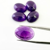 56.20 Carat African Amethyst 18x13mm Smooth Oval Shape A Grade Cabochons Parcel - Total 5 Pcs.