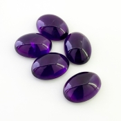 56.20 Carat African Amethyst 18x13mm Smooth Oval Shape A Grade Cabochons Parcel - Total 5 Pcs.