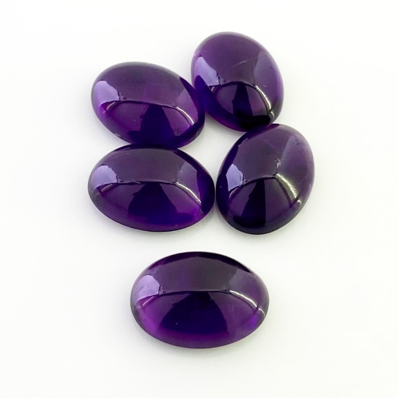 56.20 Carat African Amethyst 18x13mm Smooth Oval Shape A Grade Cabochons Parcel - Total 5 Pcs.