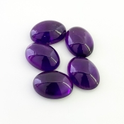 55.25 Carat African Amethyst 18x13mm Smooth Oval Shape A Grade Cabochons Parcel - Total 5 Pcs.