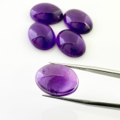 55.25 Carat African Amethyst 18x13mm Smooth Oval Shape A Grade Cabochons Parcel - Total 5 Pcs.
