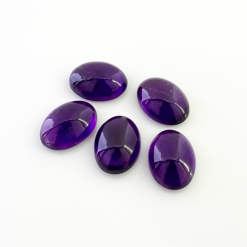55.25 Carat African Amethyst 18x13mm Smooth Oval Shape A Grade Cabochons Parcel - Total 5 Pcs.