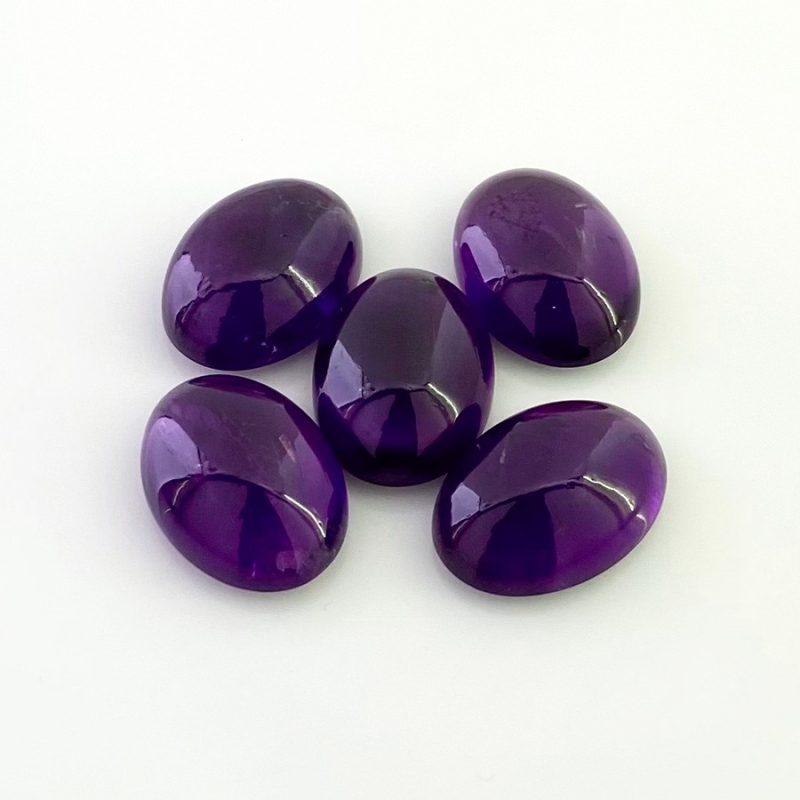 55.25 Carat African Amethyst 18x13mm Smooth Oval Shape A Grade Cabochons Parcel - Total 5 Pcs.