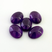 55.25 Carat African Amethyst 18x13mm Smooth Oval Shape A Grade Cabochons Parcel - Total 5 Pcs.