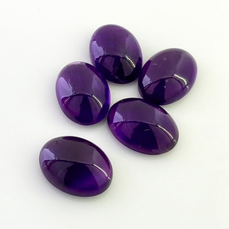 55.25 Carat African Amethyst 18x13mm Smooth Oval Shape A Grade Cabochons Parcel - Total 5 Pcs.