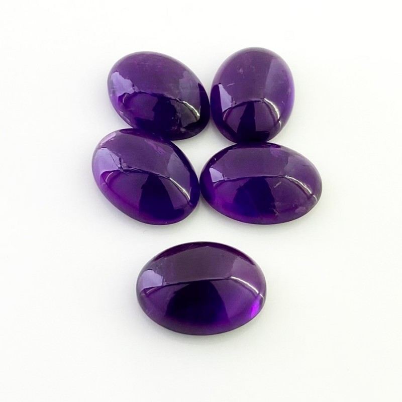 African Amethyst Smooth Oval Shape A Grade Cabochon Parcel - 18x13mm - 5 Pc. - 55.25 Carat