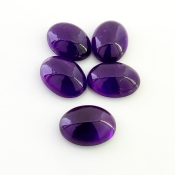 55.25 Carat African Amethyst 18x13mm Smooth Oval Shape A Grade Cabochons Parcel - Total 5 Pcs.