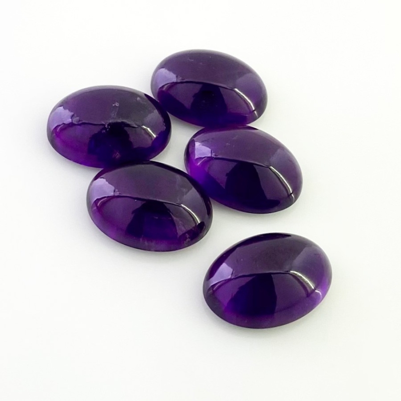 55.95 Carat African Amethyst 18x13mm Smooth Oval Shape A Grade Cabochons Parcel - Total 5 Pcs.