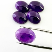 55.95 Carat African Amethyst 18x13mm Smooth Oval Shape A Grade Cabochons Parcel - Total 5 Pcs.