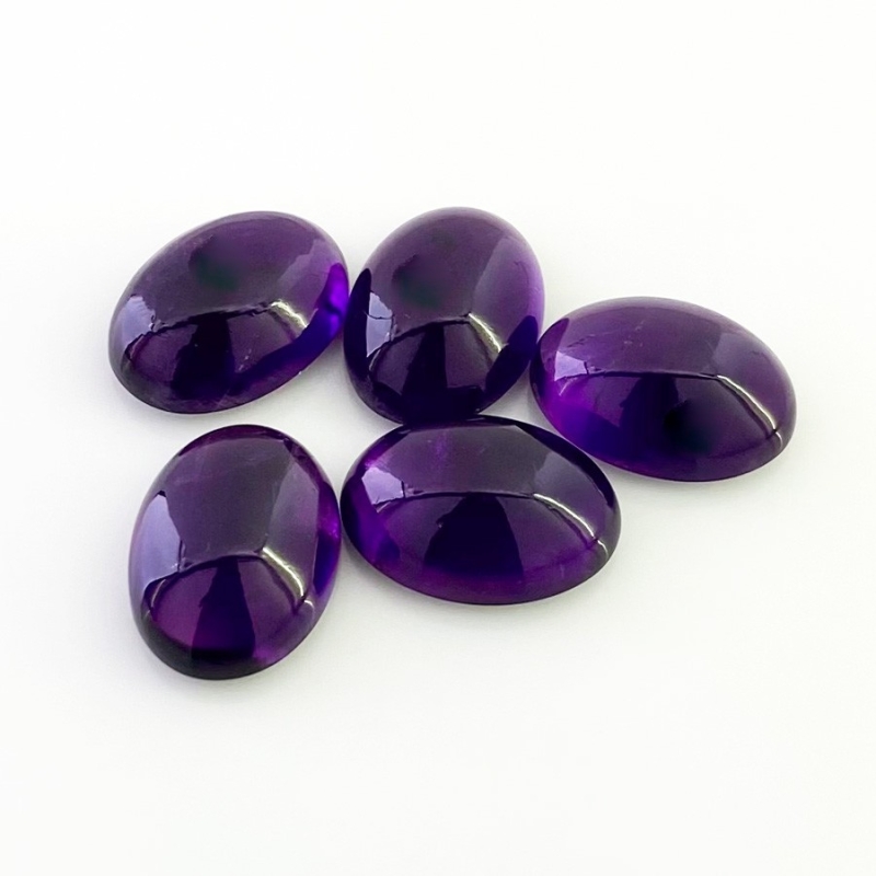 55.95 Carat African Amethyst 18x13mm Smooth Oval Shape A Grade Cabochons Parcel - Total 5 Pcs.