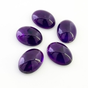 55.95 Carat African Amethyst 18x13mm Smooth Oval Shape A Grade Cabochons Parcel - Total 5 Pcs.