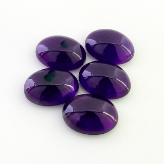55.95 Carat African Amethyst 18x13mm Smooth Oval Shape A Grade Cabochons Parcel - Total 5 Pcs.
