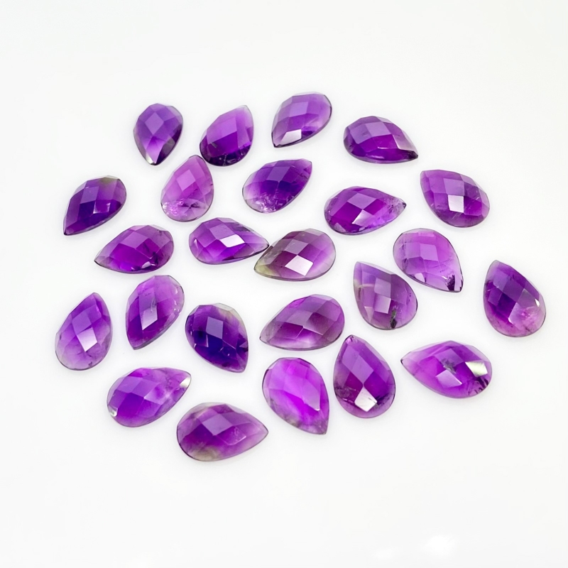 53.70 Carat African Amethyst 12x8mm Checkerboard Pear Shape A Grade Cabochons Parcel - Total 25 Pcs.