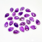 53.70 Carat African Amethyst 12x8mm Checkerboard Pear Shape A Grade Cabochons Parcel - Total 25 Pcs.