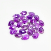 53.70 Carat African Amethyst 12x8mm Checkerboard Pear Shape A Grade Cabochons Parcel - Total 25 Pcs.