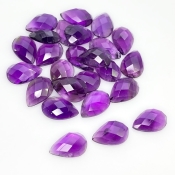 53.70 Carat African Amethyst 12x8mm Checkerboard Pear Shape A Grade Cabochons Parcel - Total 25 Pcs.