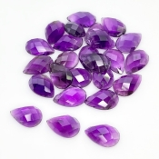 53.70 Carat African Amethyst 12x8mm Checkerboard Pear Shape A Grade Cabochons Parcel - Total 25 Pcs.