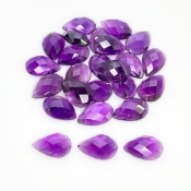 53.70 Carat African Amethyst 12x8mm Checkerboard Pear Shape A Grade Cabochons Parcel - Total 25 Pcs.