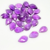 51.45 Carat African Amethyst 12x8mm Checkerboard Pear Shape A Grade Cabochons Parcel - Total 25 Pcs.