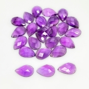 51.45 Carat African Amethyst 12x8mm Checkerboard Pear Shape A Grade Cabochons Parcel - Total 25 Pcs.