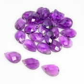 52.75 Carat African Amethyst 12x8mm Checkerboard Pear Shape A Grade Cabochons Parcel - Total 25 Pcs.
