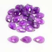 52.75 Carat African Amethyst 12x8mm Checkerboard Pear Shape A Grade Cabochons Parcel - Total 25 Pcs.