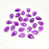 52.75 Carat African Amethyst 12x8mm Checkerboard Pear Shape A Grade Cabochons Parcel - Total 25 Pcs.