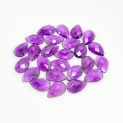 52.75 Carat African Amethyst 12x8mm Checkerboard Pear Shape A Grade Cabochons Parcel - Total 25 Pcs.