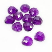 33.25 Carat African Amethyst 10mm Checkerboard Heart Shape AA Grade Cabochons Parcel - Total 11 Pcs.