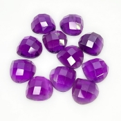 33.25 Carat African Amethyst 10mm Checkerboard Heart Shape AA Grade Cabochons Parcel - Total 11 Pcs.