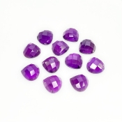33.25 Carat African Amethyst 10mm Checkerboard Heart Shape AA Grade Cabochons Parcel - Total 11 Pcs.