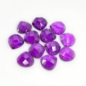 35.80 Carat African Amethyst 10mm Checkerboard Heart Shape AA Grade Cabochons Parcel - Total 12 Pcs.