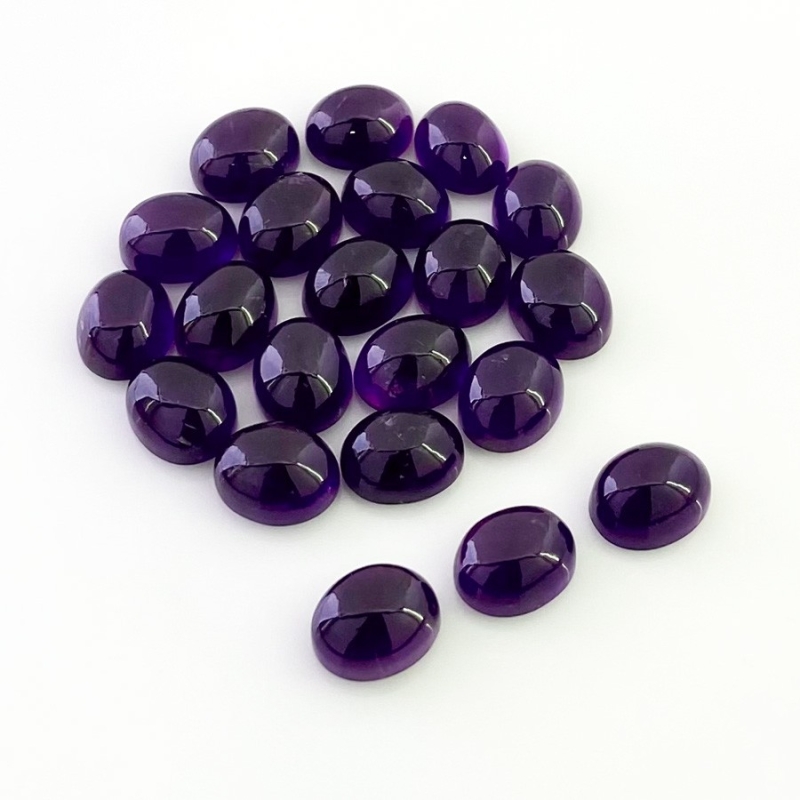 65.40 Carat African Amethyst 10X8mm Smooth Oval Shape A Grade Cabochons Parcel - Total 21 Pcs.