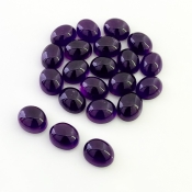 65.40 Carat African Amethyst 10X8mm Smooth Oval Shape A Grade Cabochons Parcel - Total 21 Pcs.