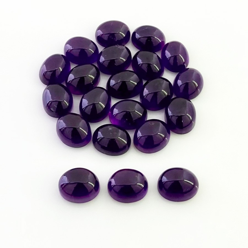 65.40 Carat African Amethyst 10X8mm Smooth Oval Shape A Grade Cabochons Parcel - Total 21 Pcs.
