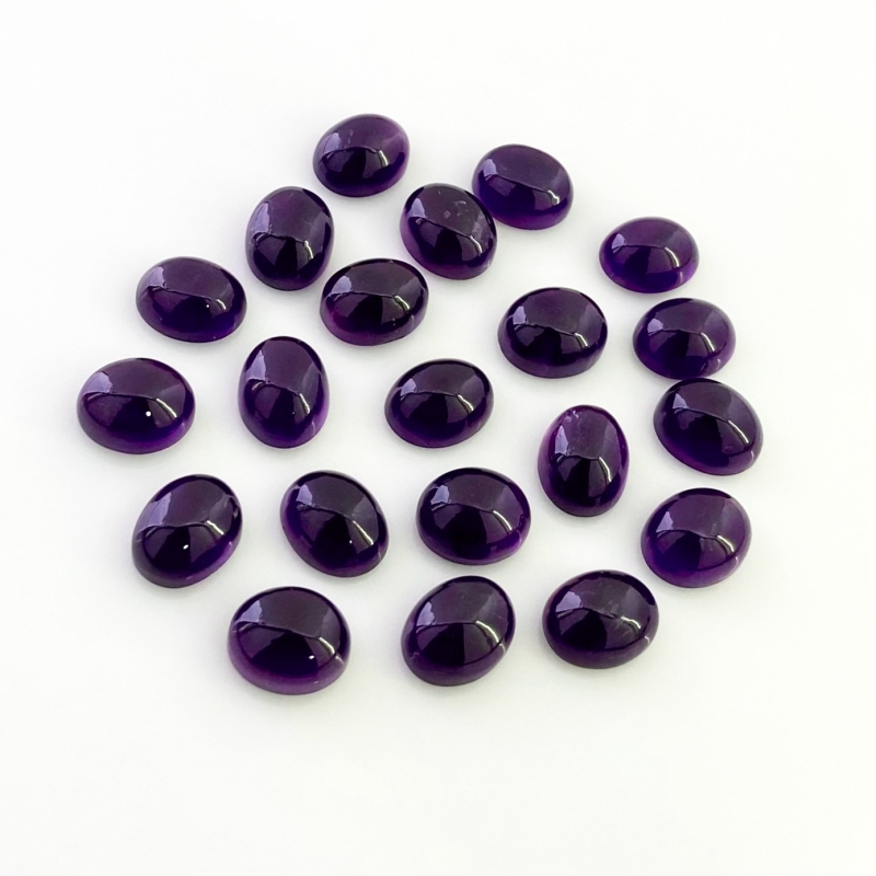 65.40 Carat African Amethyst 10X8mm Smooth Oval Shape A Grade Cabochons Parcel - Total 21 Pcs.