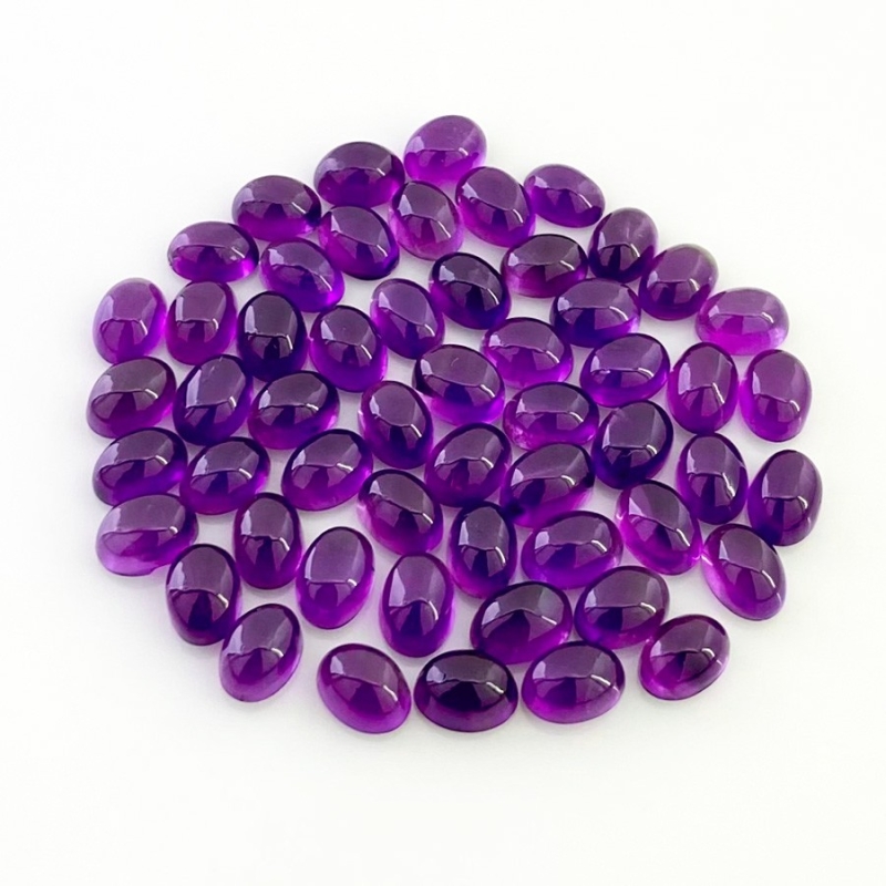 53.65 Carat African Amethyst 7x5mm Smooth Oval Shape A Grade Cabochons Parcel - Total 55 Pcs.