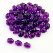 53.65 Carat African Amethyst 7x5mm Smooth Oval Shape A Grade Cabochons Parcel - Total 55 Pcs.