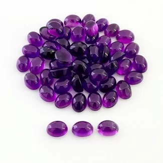 African Amethyst Smooth Oval Shape A Grade Cabochon Parcel - 7x5mm - 55 Pc. - 53.65 Carat