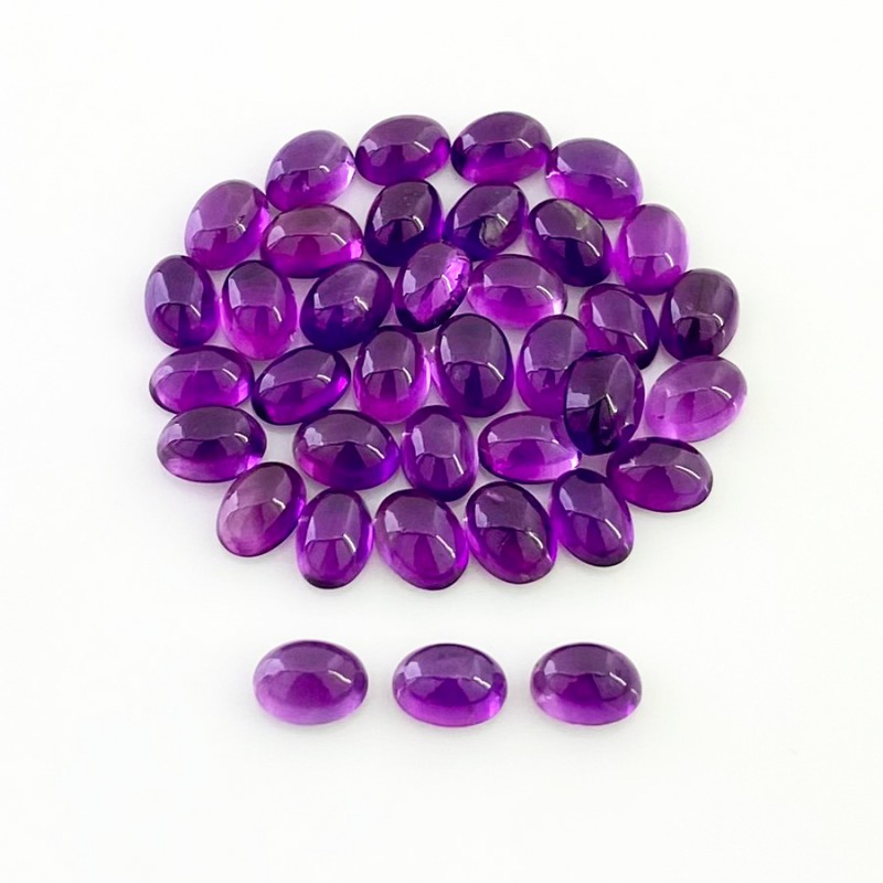African Amethyst Smooth Oval Shape A Grade Cabochon Parcel - 7x5mm - 37 Pc. - 31.90 Carat