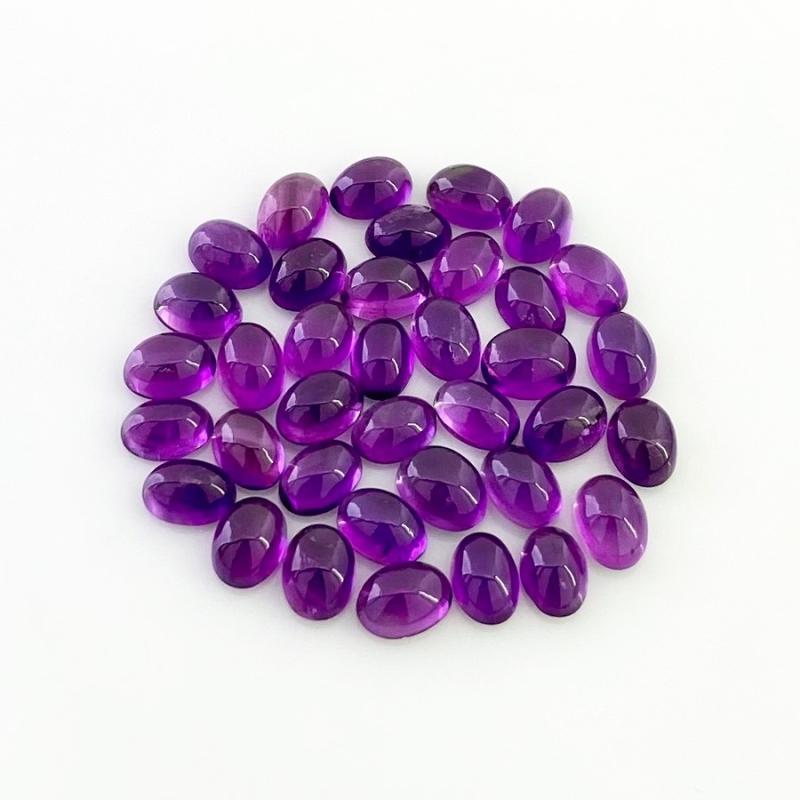 31.90 Carat African Amethyst 7x5mm Smooth Oval Shape A Grade Cabochons Parcel - Total 37 Pcs.